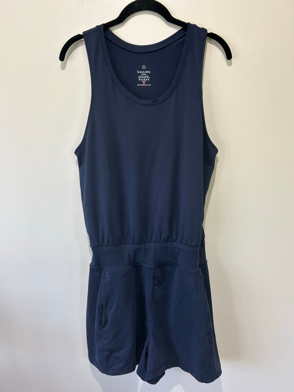 Sweaty Betty Gary Racerback Romper in Navy Blue womens S yoga lounge travel